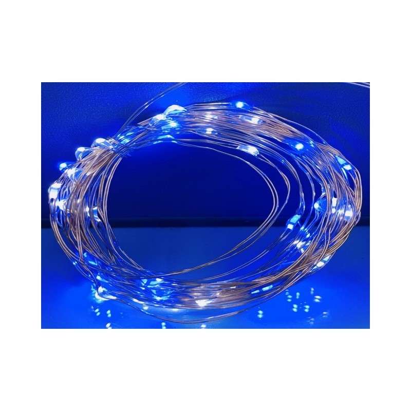 LED 100燈銅線燈-藍白光-12V- (常亮) (附12V電源變壓器)