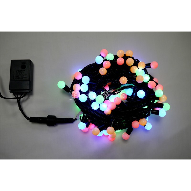 LED 100燈珍珠燈-彩光-110V (附IC控制器)-黑線(另有透明線)