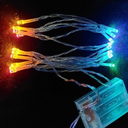 LED 20燈電池燈+USB-四彩 (IC電池盒)-透明線